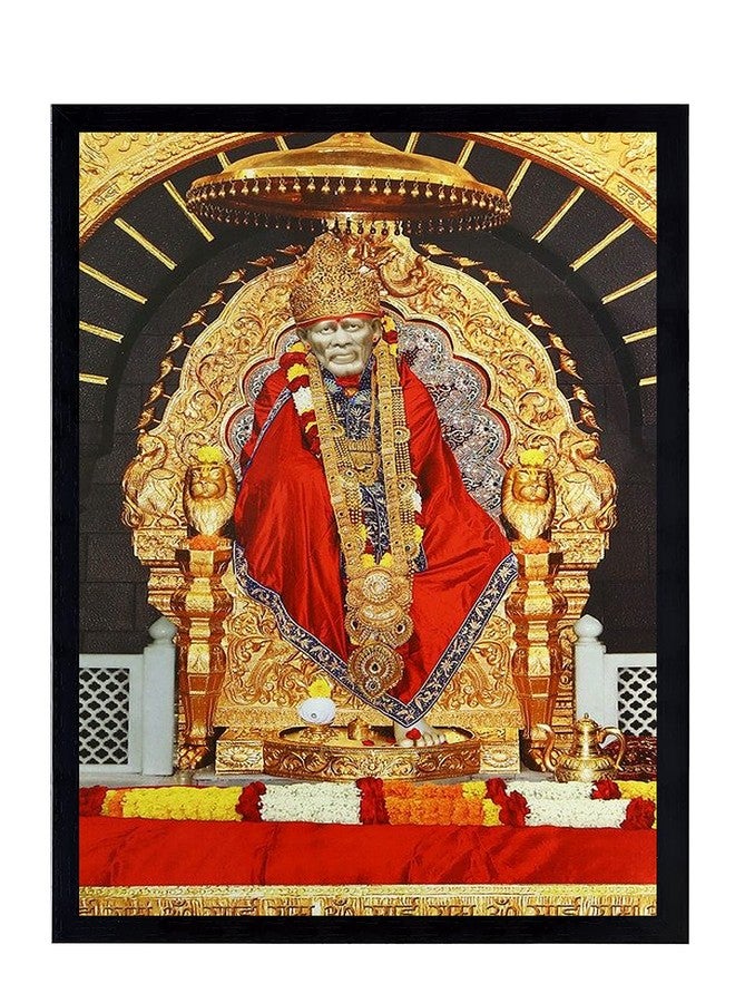 ZIG-ZAG zig zag Shirdi Sai Baba Photo Frame Size Medium For Wall / Taable ( 13.5x9.5 inches, Acrylic Glass),black - Image 1